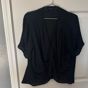 Who What Wear Black Drape Front Top